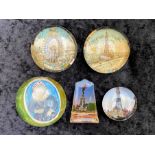 Collection of Five Antique Paperweights, comprising a souvenir Mary Queen of Scots dome, a