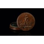 Antique Period Superb Circular Lidded Pressed Wood Table Snuff Box, with embossed image of Napoleon,