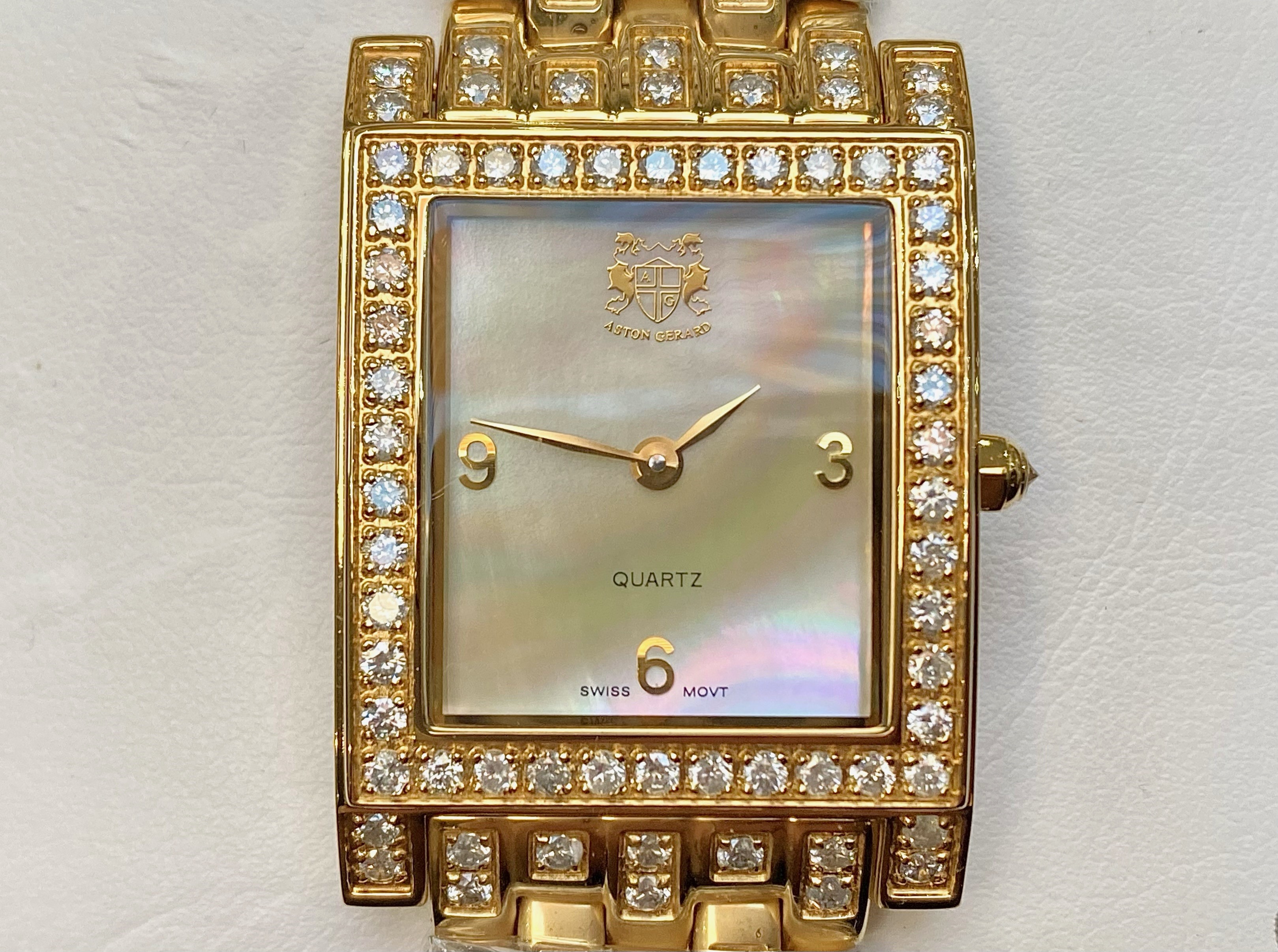 Aston Gerard Diamond Set Gold Plated Watch, set with 99 diamonds approx weight 2.12 cts. Brand new - Image 2 of 3