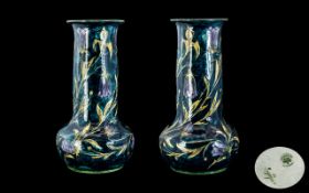 Morris ware - Art Nouveau S. Hancock & Sons Signed Large and Impressive Pair of Tall Vases '