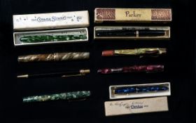 Collection of Vintage Fountain Pens, including Parker Duofold with 14k nib, Conway Stewart Pen,