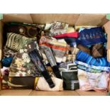 Box of Assorted Vintage Ladies Scarves, mainly silk, more than 30 in total, assorted patterns and