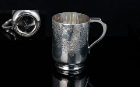 Walker and Hall Sterling Silver Cup With Floral Chased Decoration to Body, of Solid Construction.