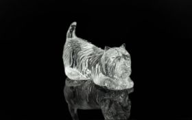 Waterford Crystal Figure of a Terrier, the dog shown in pouncing position; 3 inches long, marked