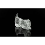 Waterford Crystal Figure of a Terrier, the dog shown in pouncing position; 3 inches long, marked
