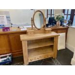 Top Half of Pine Dresser Converted to Dressing Table - together with a Pine Dressing Table Mirror.