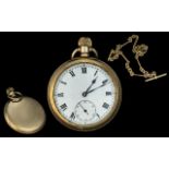 Antique Period Gold Filled - Keyless Open Faced Pocket Watch with Screw Back and Gold Plated Antique