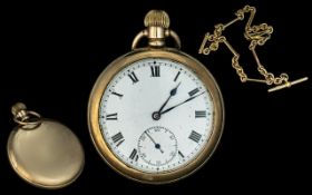 Antique Period Gold Filled - Keyless Open Faced Pocket Watch with Screw Back and Gold Plated Antique