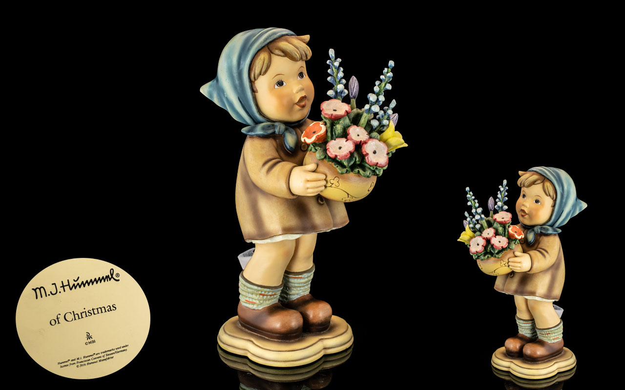 Large Hummel figurine 'Beautiful Blossoms', sold under licence, measures 12.5''.