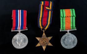 WW2 Group Of Three Medals To Include Burma Star, Defence And War Medal, Official Addressed Box To