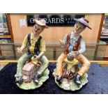 Pair of Capo di Monte Figures, approx 15'' tall, comprising a figure of a man eating a loaf, and a