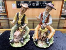 Pair of Capo di Monte Figures, approx 15'' tall, comprising a figure of a man eating a loaf, and a