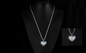 Lalique Heart Shaped Pendant, a lovely Lalique pendant necklace in a heart shaped design, fully