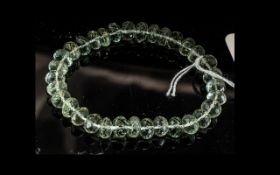 Green Amethyst Faceted Bead Bracelet, sparkling faceted rondelle shape beads of green amethyst, also