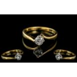 Ladies 18ct Gold Attractive Single Stone Diamond Ring. Full Hallmark for 750 to Interior. The