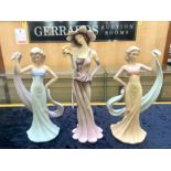 Two Leonardo Collection Figures of Elegant Ladies, each 10'' tall, and a 'Flower Princess' 12''