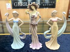 Two Leonardo Collection Figures of Elegant Ladies, each 10'' tall, and a 'Flower Princess' 12''