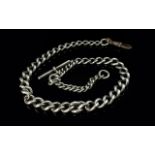 Victorian Period Sterling Silver Albert Chain with attached T-bar, all links marked for sterling