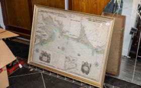 Large Vintage Map of Lancashire, mounted, framed and glazed. Measures 39'' x 29''.