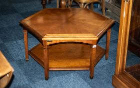 Grange Quality Hexagonal Fruit Wood Glass Top Coffee/Occasional Table with Under Tier. Table