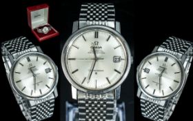 Omega - Gents Constellation Automatic Chronometer Steel Wrist Watch. Features a Silvered Dial,