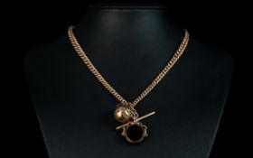 Antique Period Superb Quality 9ct Gold Double Albert Chain, with attached 9ct Gold Masonic ball
