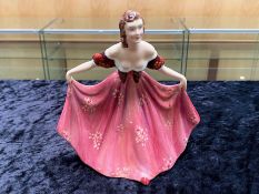 Lawton Studio Figure 'Jane', measures 7'' tall, of a lady in a ball gown courtseying.