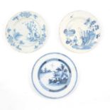 Three delft blue and white plates