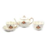 Shelley crested china tea-for-two, Market Harborough town crest