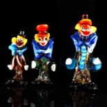 A collection of Murano coloured glass models of clowns