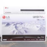 A LG 43 inch 4K TV, and an LG soundbar.
