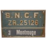 French cast metal locomotive number plate tenderplate, SNCF ZR_25126 'Montrouge'