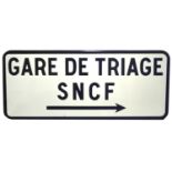 Large original french railway station enamel sign 'Gare de Triage SNCF'