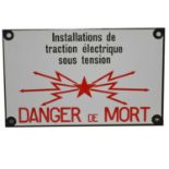 Original French SNCF railway station Danger enamel sign ' Danger de Mort'