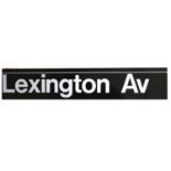 Large original American railway station enamel sign 'Lexington Av' avenue