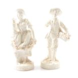 Near pair of derby biscuit figures