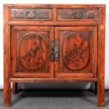 Chinese stained wood side cabinet