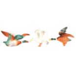 Set of three Sylvac duck wall plaques, and other duck and seagull wall plaques.