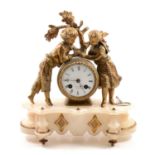 French gilt spelter and alabaster mantel clock,