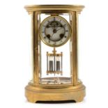 French oval four glass mantel clock,