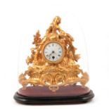 French gilt painted spelter mantel clock,