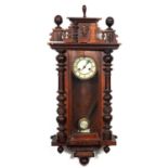 Walnut and beech Vienna wall clock,