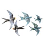 Set of three Beswick swallows, and two others.
