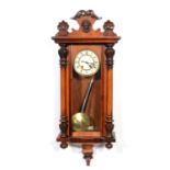 Walnut and beech Vienna wall clock,