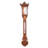 Barometer with Victorian carved oak case