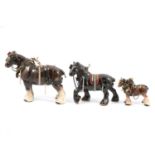 A collection of nineteen ceramic shire horses, to include Melbaware, Trantham, Token.