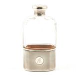 Asprey glass and silver hip flask, Asprey & Co Ltd, London 1913.