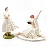 Coalport 'Fonteyn & Nureyev' and 'Alicia Markova' figurines.