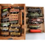 O gauge model railways, two trays to include Hornby LNER 1783 locomotive etc.