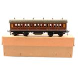 Bassett-Lowke O gauge model railway passenger coach, LMS 1st class